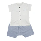 2018 Summer 2pcs Toddler Bebes Wear Holiday Knitting Boy Baby Suit 100%Cotton Baby Clothing Set