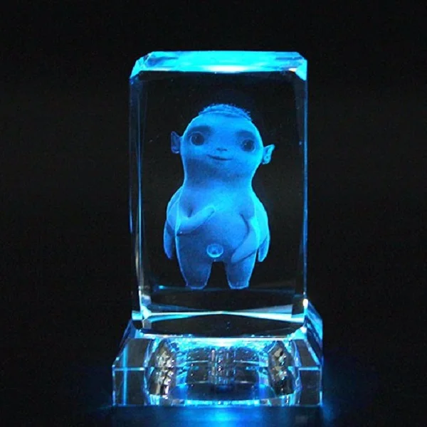 cartoon animal mickey mouse 3d laser engraving crystal cube