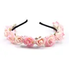 Handmade pink foam cute fabric artificial flower headwear heads bands flower hair accessories for girls