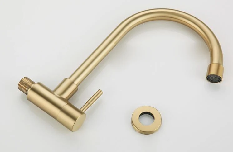 Wall Mount Cold Water Only Mixer Tap Gold Faucet Kitchen For Kitchen Sink