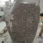 Chinese G664 Granite Memorial Flower Design Headstone With Flower