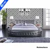 Super king size grey white black leather round furniture soft bed