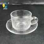 5oz coffee or tea glass cup with handle and saucer