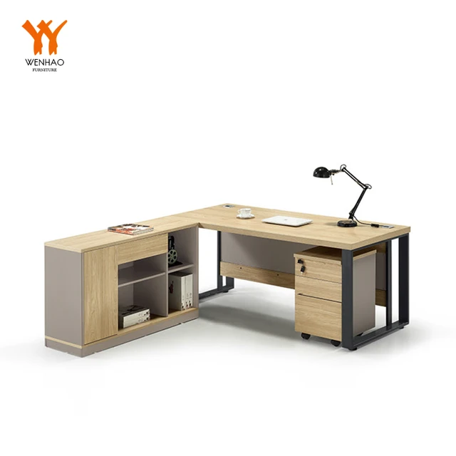 Modern simple secretary glass top front office table design photos