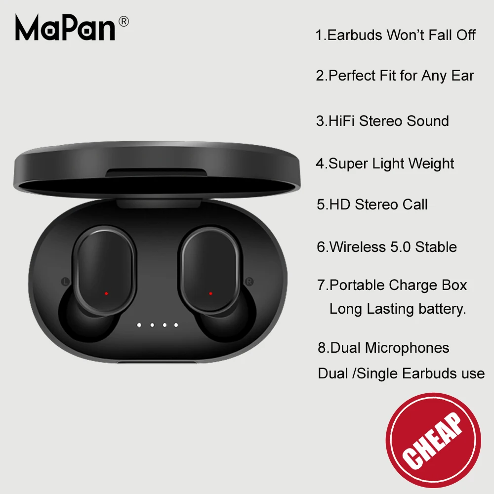 Bluetooth earbuds 2019 MaPan Factory Cheap Hot Sell Sport neckband stereo music handsfree TWS True Wireless - ANKUX.COM