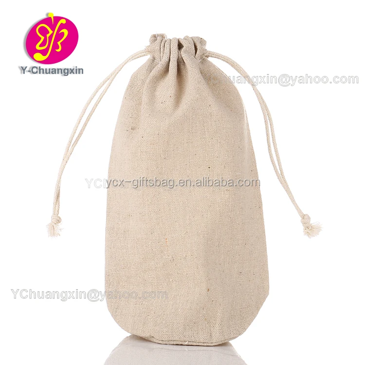 custom cheap linen drawstring soap pouch bag with round bottom