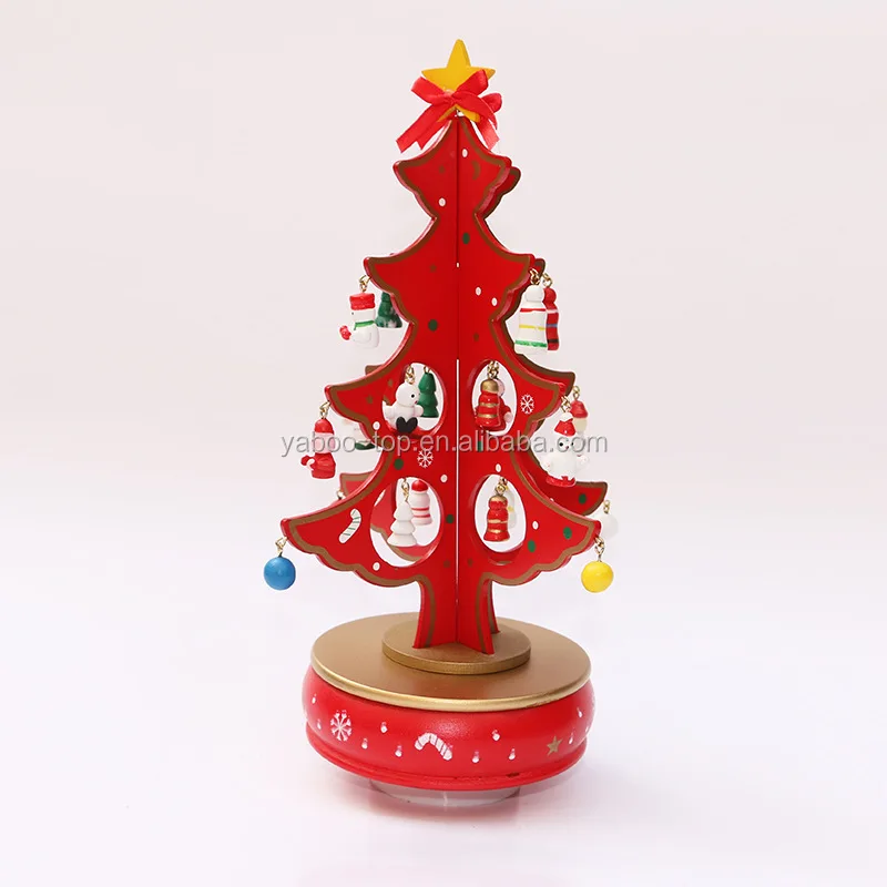 new wooden christmas tree music box home decor kids toy gift