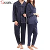 wholesale guangzhou cheap summer long sleeve blend 100% silk satin nightwear sleepwear pajama sets for man and woman