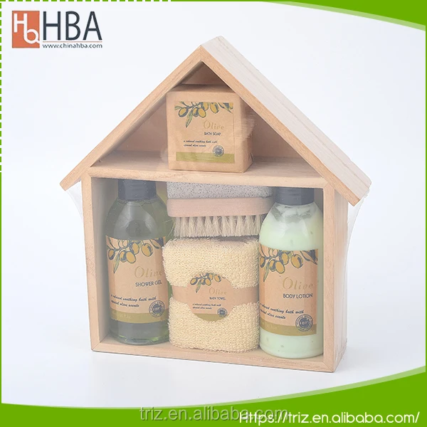 wholesale wooden box gift set organic shower gel liquid body