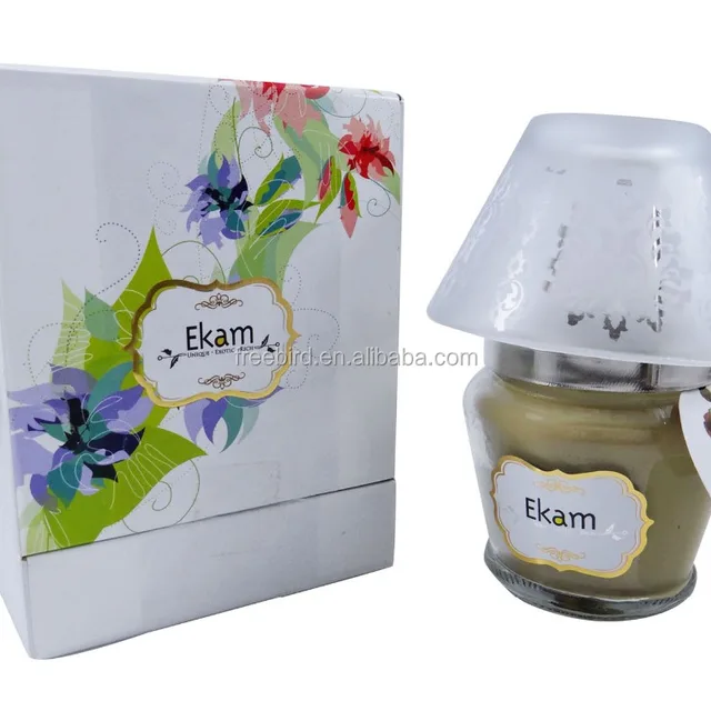 small clear glass jar massage spa candle scented - teak wood