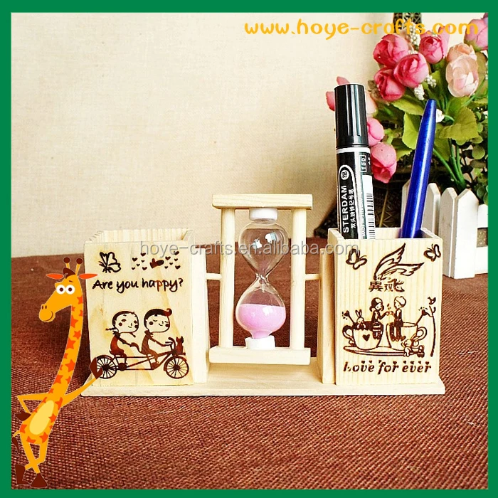 friend birthday gifts creative hourglass wooden pen holder for