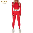 Custom red sports bra fitness wear women yoga leggings