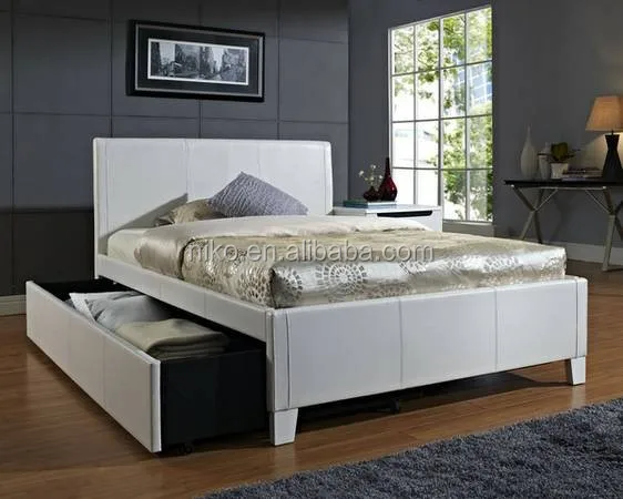 Wholesale Modern Bedroom Furniture White Synthetic Leather Queen Size 