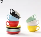 Custom logo ceramic coffee cappuccino espresso latte cup with saucer