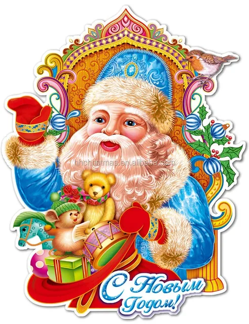 santa claus face christmas sticker, 3d flocking glitter sticker