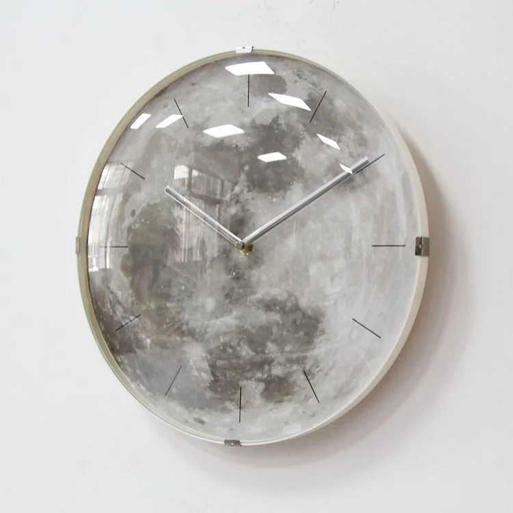 12 inch Creative Moon Pattern Plastic Wall Clock with Arch Glass Cover