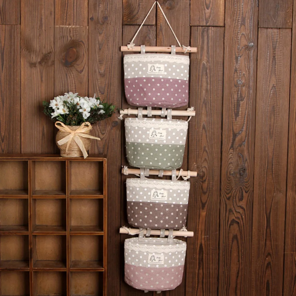 Classic 2 Pack Wall Hanging Storage Bags Closet Hanging Storage for Pocket Fabric Organizer Bags Hanging Baskets for Bedroom Bathroom Kitchen