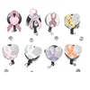 DIY heart shape breast cancer Awareness ribbon retractable nurse id badge holder pull reel