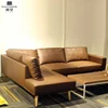 Modern design brown leather corner L shaped sectional sofa set 4 5 6 7 8 9 seater