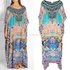 2019 OEM & ODM high quality multicolored print o neck long sleeves maxi abaya islamic kaftan dress