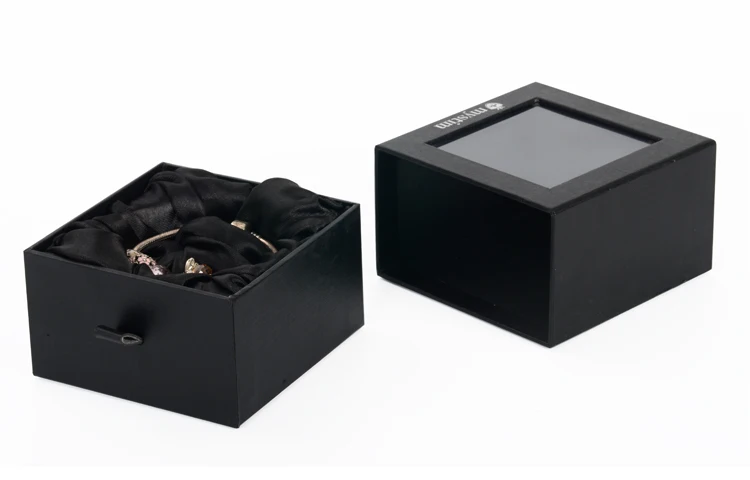 cheap custom luxury black clear cardboard paper jewelry gift