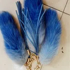 fox ball handmade keychain/blue fox fur scarf/colorful plush fox tail fur