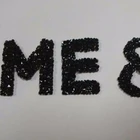 2015 new hotfix rhinestone motif applique black color letter shape 3D sticker transfter to T-shirt