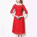 Wholesale Oem Fashion Black Red Lace Office Women Party Dresses