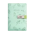 High-end plant design cover journal planner diary locked leather notebook a5