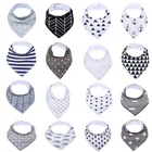 16pcs Cute Design Baby Bibs, Super Absorbent 100% Organic Cotton Baby Bandana Drool Bibs for Drooling and Teething