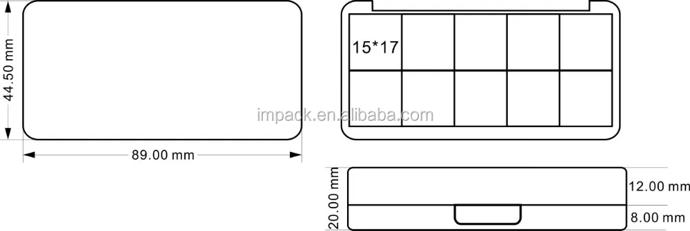 10 color empty retangular cosmetic display eyeshadow palette case