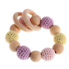 Wholesale wooden crochet beads wood ring chewing rattle teether toys