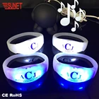 Party Supplier Custom LOGO On Off Switch LED Flashing Bracelets Led Music Sound Activated Led Wristband Wedding Favors