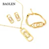 3pcs Women Dubai Wedding Necklace Earrings Bracelets 18k Gold Plated Jewelry Sets