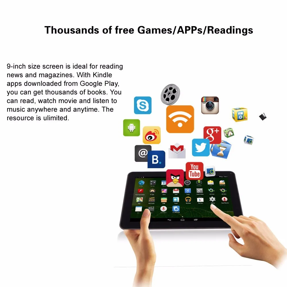 9 inch Tablet PC 1GB RAM 8GB ROM Android 5.1 Tablet Computer Quad Core Two Camera Eternal 3G WIFI 2015 New Hottest