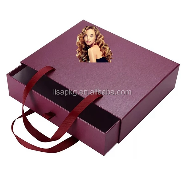 custom logo extension hair packaging drawer box for 4 bundles of
