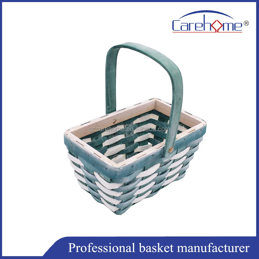 colorful square wood rattan handle storage basket, gift basket