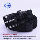 Top quality factory price no punch elastic true leather knitted men's belt