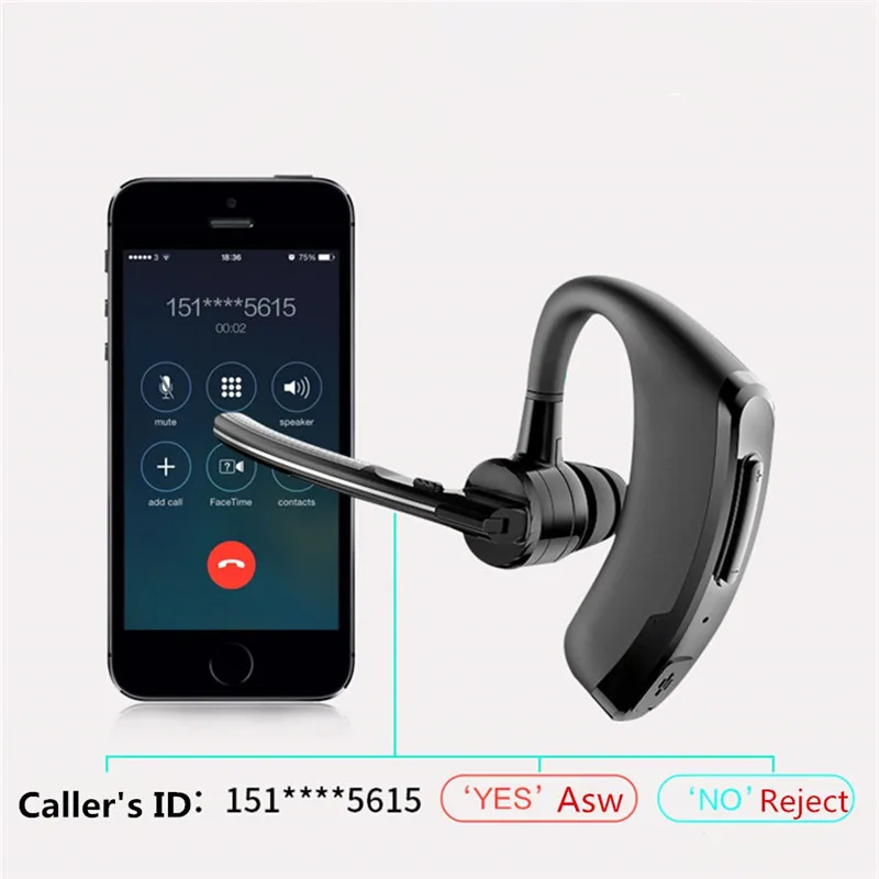 Handsfree Business Bluetooth Earphone Noise Cancelling Wireless Bluetooth Headset with Microphone Compitable with iPhone Android (11)