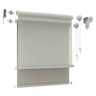 JIAYUAN Light Filtering Sunscreen & Blackout Double Dual Roller Blinds Brackets For Home Office