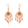 28869 New indian style pearl long chain luxury jhumka heavy drop earrings design for women jewelry
