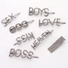Girls Party hair accessories Paved rhinestones letter barrettes freely customize alphabet letter hair clips with boss words