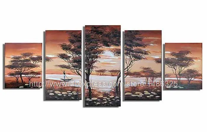 Modern African Grassland Landscape Oil Painting Chinese Unique Gift Wall Decor Paintings Modern Art Buyers Classical Backgr