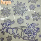 Custom decoration Christmas snowflake window sticker, PVC glitter powder printing static sticker