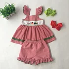 2019 Spring Autumn Season Girls Clothing Kids Farm Embroidery Ruffled Pants Outfits Sets
