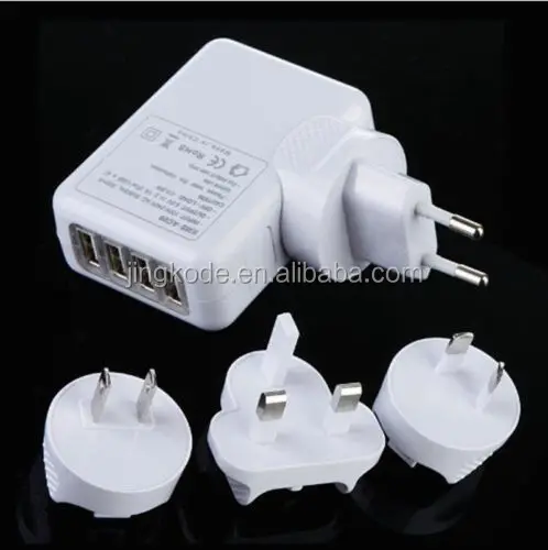 US/EU/UK/AU 4 Port USB AC Adapter Plug Wall Charger for iPhone 6/6S/7 iPad 2/3/4