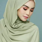 Yiwu factory inventory ethnic ladies monochrome pearl muslim bubble chiffon shawl pop hijab scarf