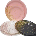 Customized environmentally friendly paper tableware round disposable dot paper plates