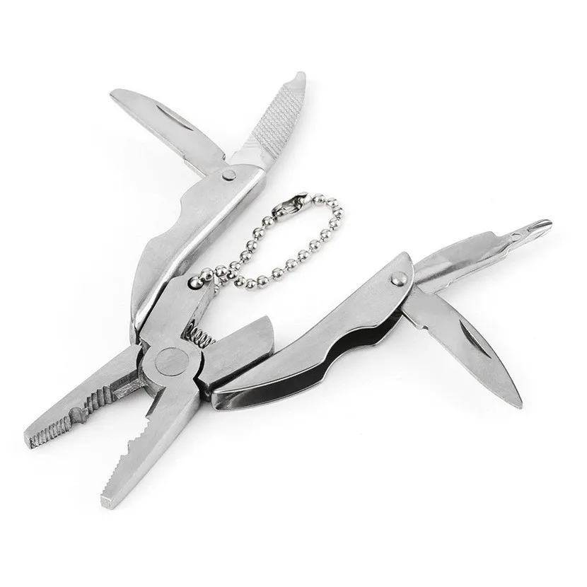 1PC Outdoor Mini Folding Multi-functional Plier Clamp Keychain Outdoor Hiking Camping Tool pocket multitools Free Shipping