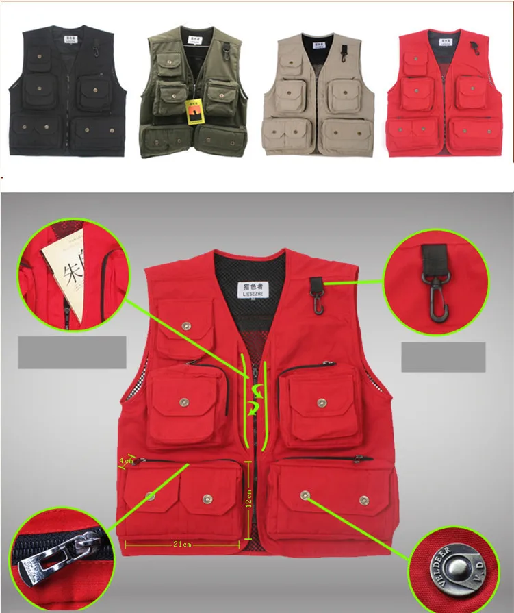 2015 New Spring and Autumn and Winter Men's Casual Sports Vests for Photograher Male Denim Sleeveless Jacket for Hunting Vests